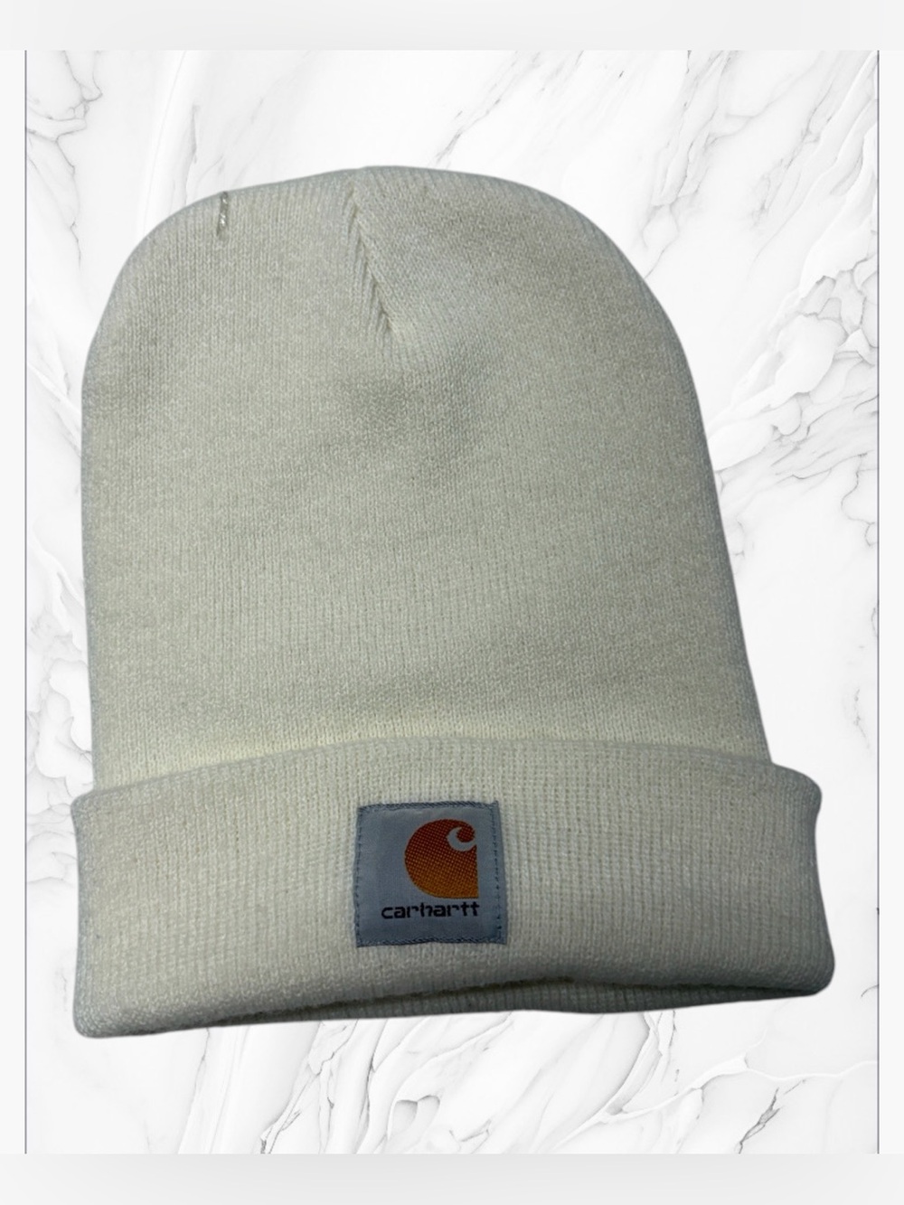 Carhartt Cream Knit Cuffed Beanie with Logo Patch one size unisex